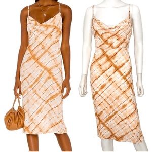 House of Harlow 1960 x Revolve Womens Medium Ira Midi Dress Tan Tie Dye Plaid